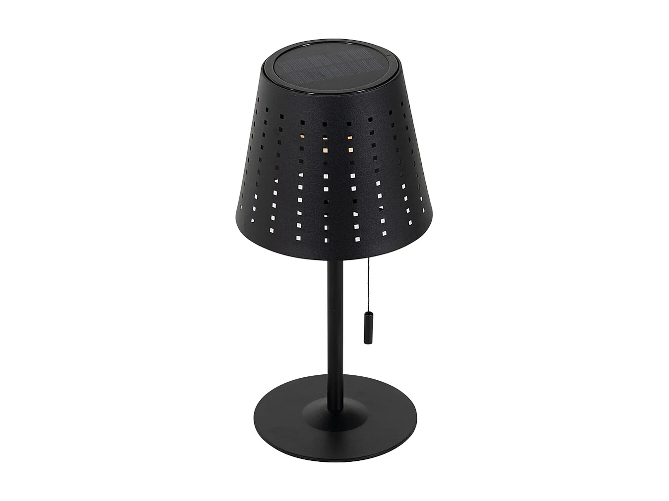 Lampe de table d'extérieur noire avec LED intégrée, 3 niveaux de luminosité, rechargeable et solaire - Ferre