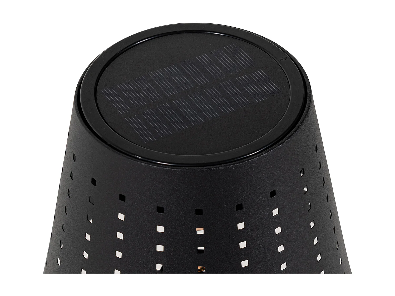 Lampe de table d'extérieur noire avec LED intégrée, 3 niveaux de luminosité, rechargeable et solaire - Ferre