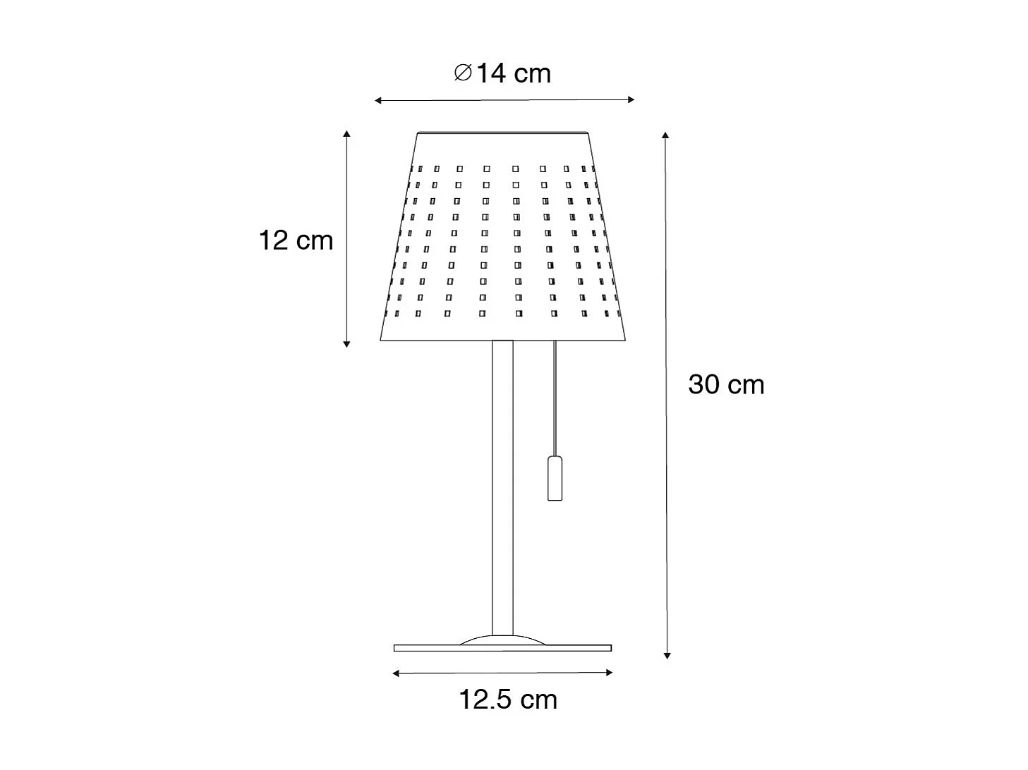 Lampe de table d'extérieur noire avec LED intégrée, 3 niveaux de luminosité, rechargeable et solaire - Ferre