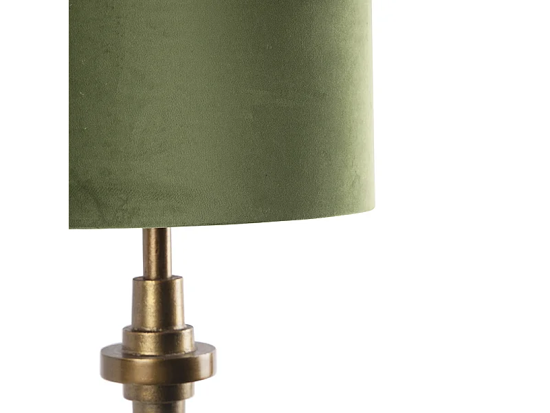 Lampe de table bronze velours abat-jour vert 40 cm - Diverso
