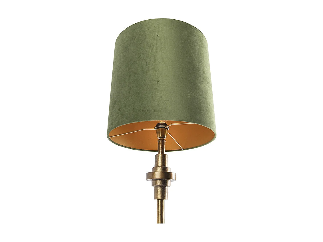 Lampe de table bronze velours abat-jour vert 40 cm - Diverso
