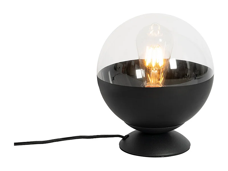 Lampe de table rétro noire avec verre clair - Eclipse