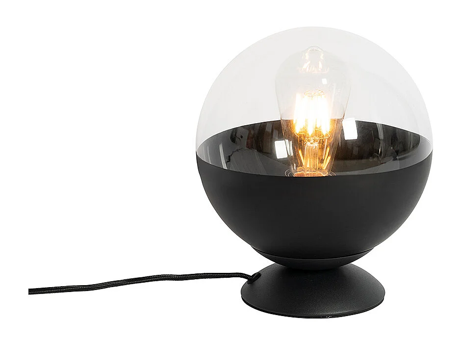 Lampe de table rétro noire avec verre clair - Eclipse