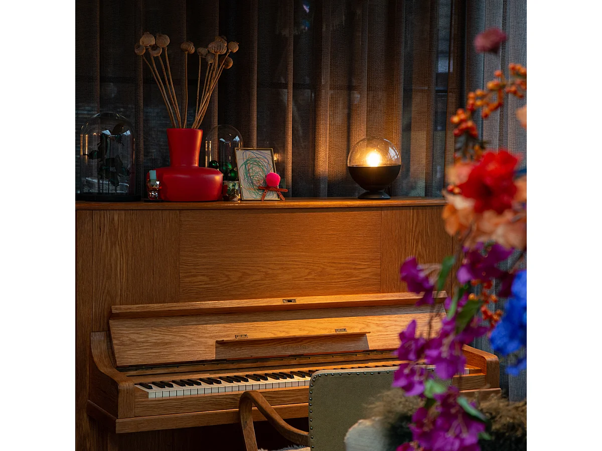 Lampe de table rétro noire avec verre clair - Eclipse