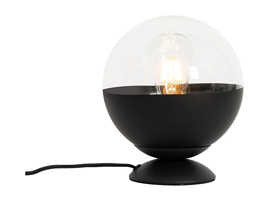 Lampe de table rétro noire avec verre clair - Eclipse