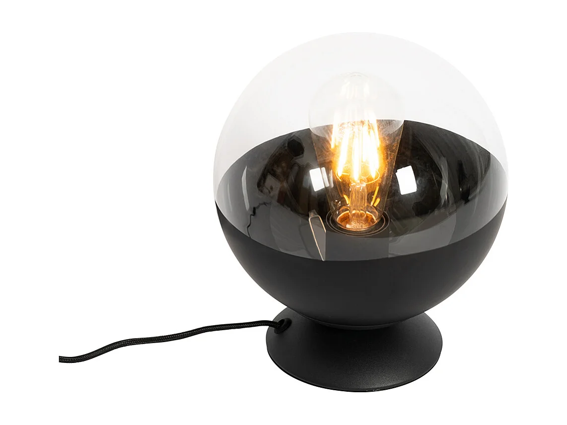 Lampe de table rétro noire avec verre clair - Eclipse
