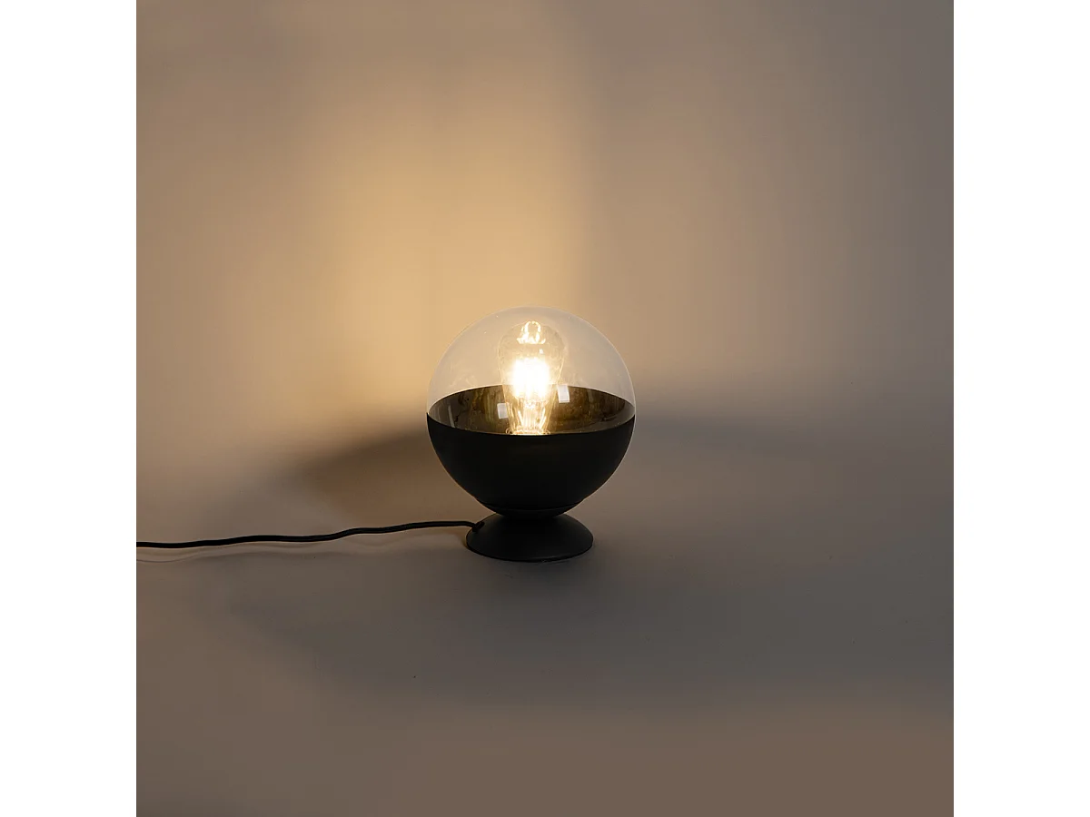 Lampe de table rétro noire avec verre clair - Eclipse