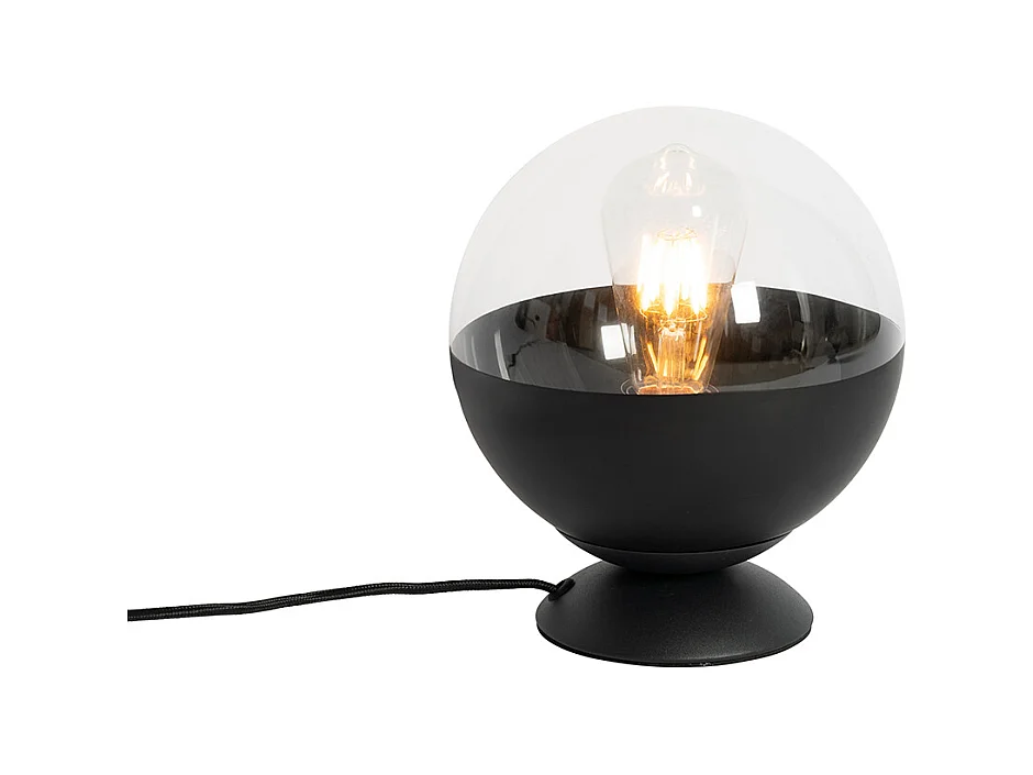 Lampe de table rétro noire avec verre clair - Eclipse
