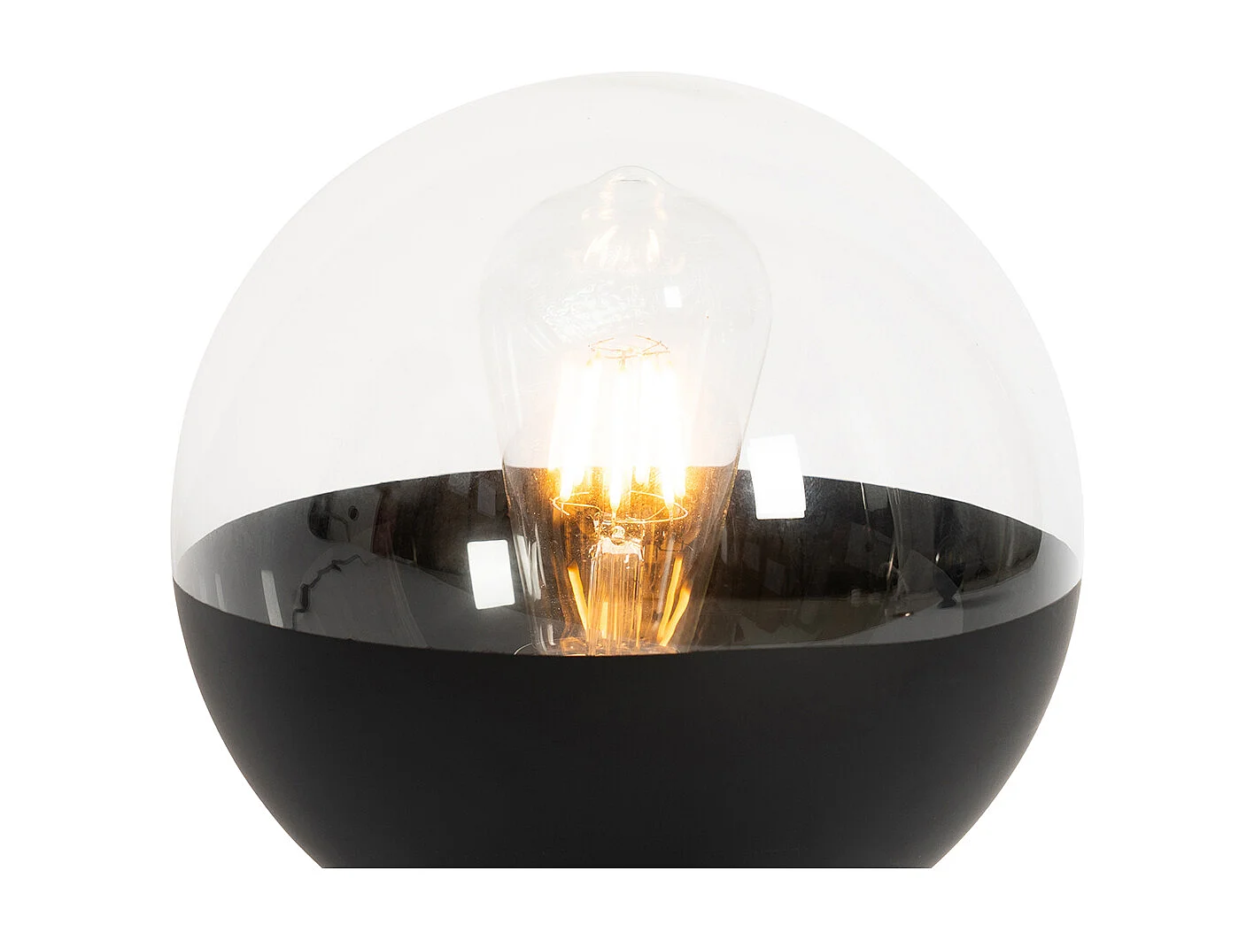 Lampe de table rétro noire avec verre clair - Eclipse