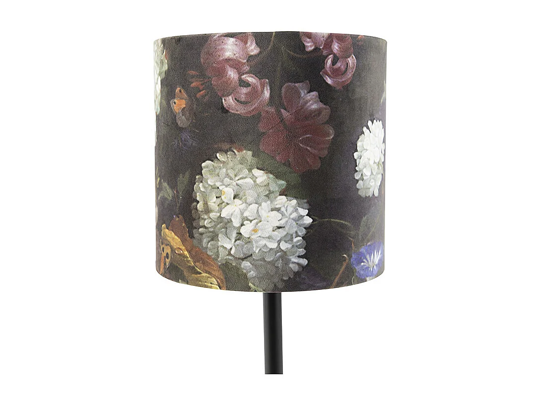 Lampe de table romantique noire avec abat-jour floral 25 cm - Simplo