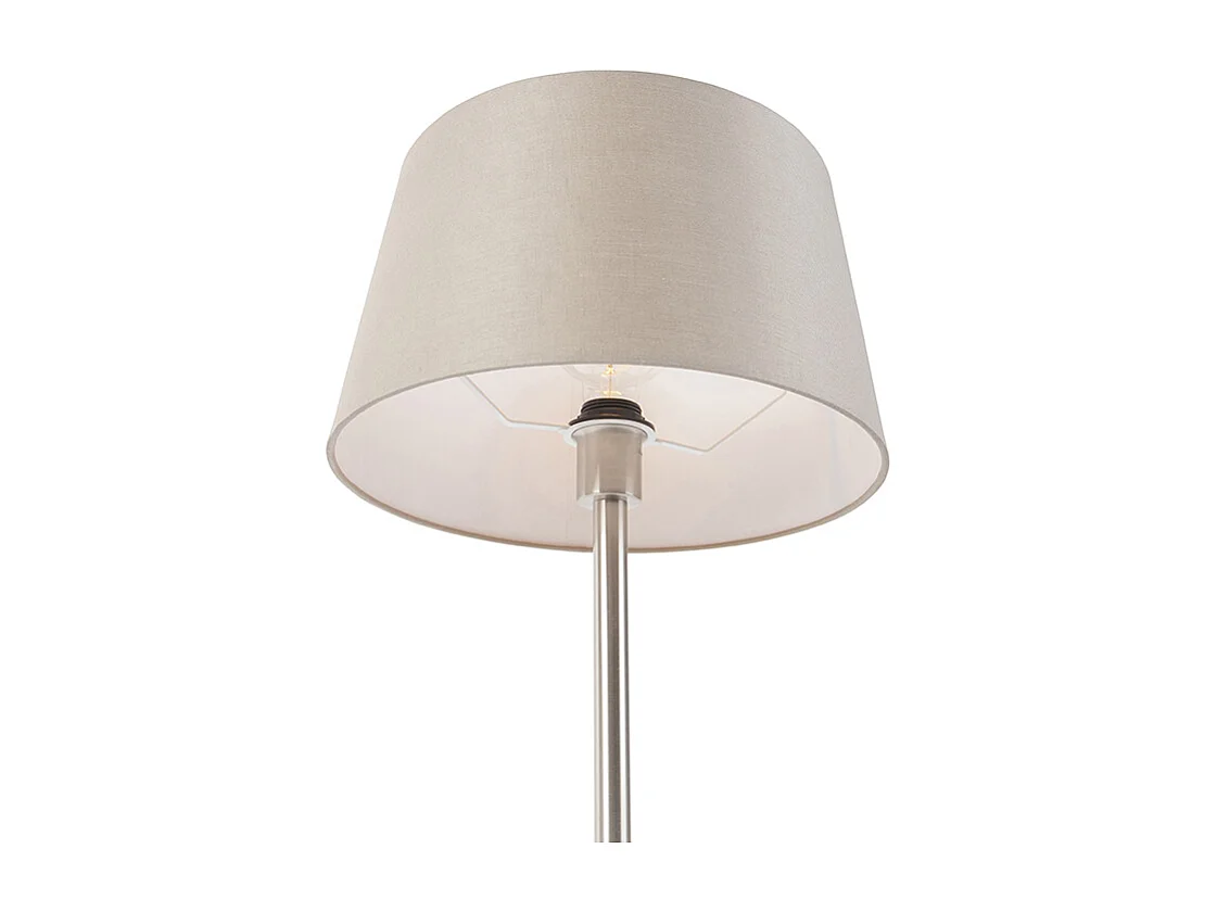 Lampe de table moderne en acier avec abat-jour taupe 35 cm - Simplo