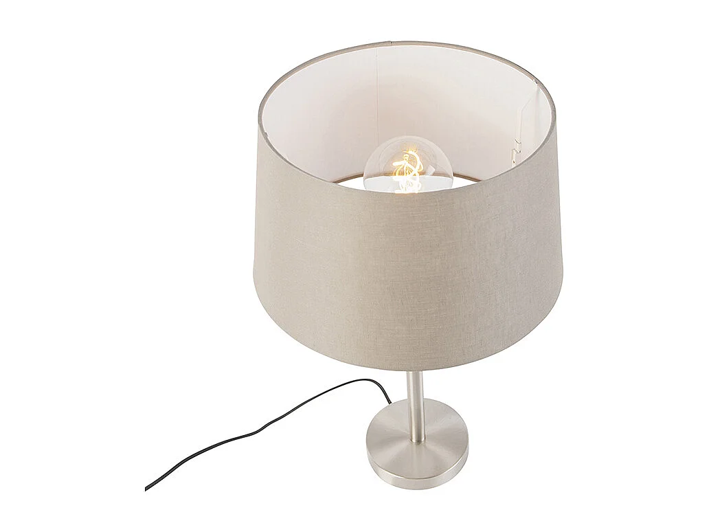 Lampe de table moderne en acier avec abat-jour taupe 35 cm - Simplo