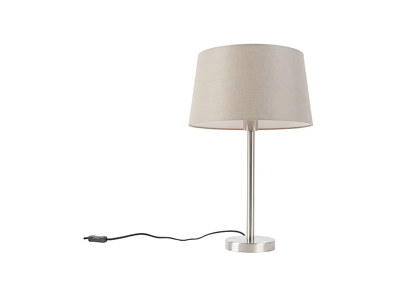 Lampe de table moderne en acier avec abat-jour taupe 35 cm - Simplo