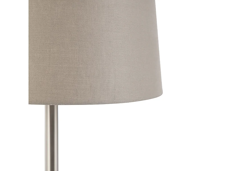 Lampe de table moderne en acier avec abat-jour taupe 35 cm - Simplo