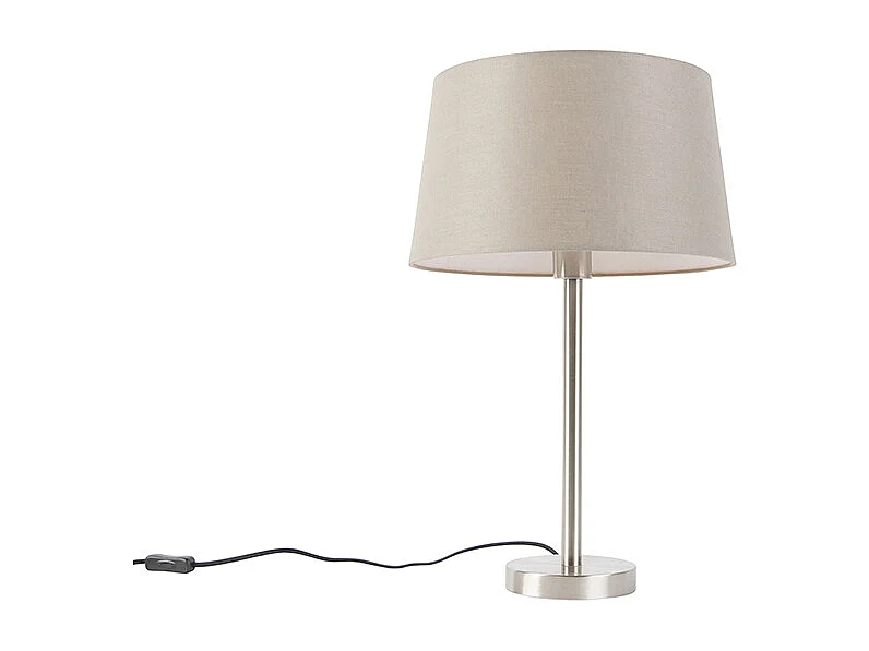 Lampe de table moderne en acier avec abat-jour taupe 35 cm - Simplo