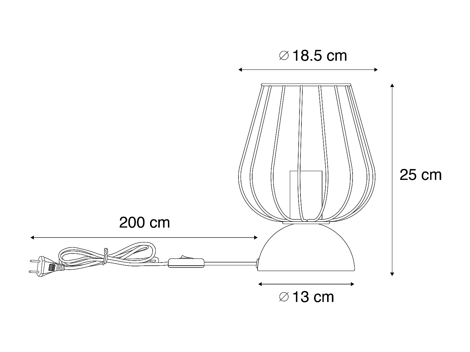 Lampe de table moderne filaire noire - Palica