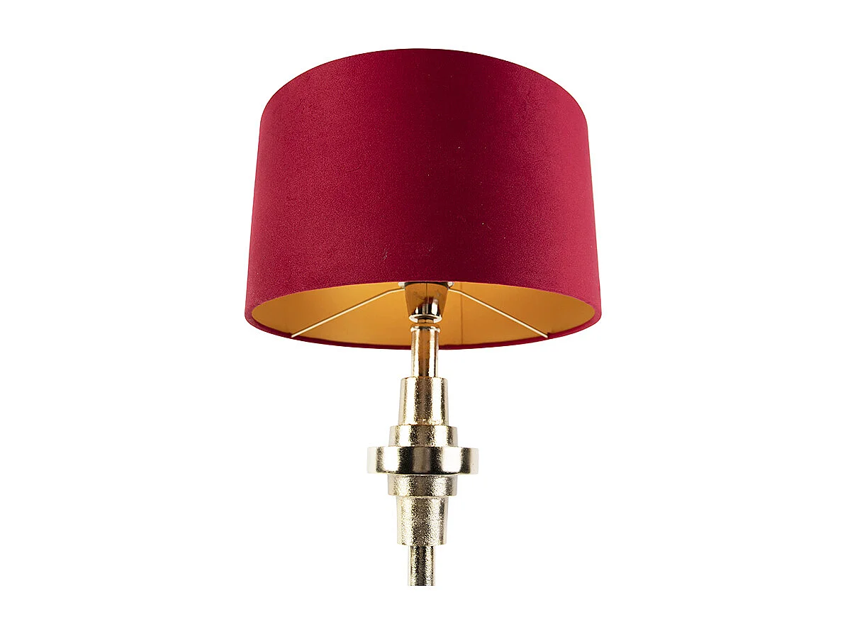 Lampe de table Art Déco avec abat-jour en velours rouge 35 cm - Diverso