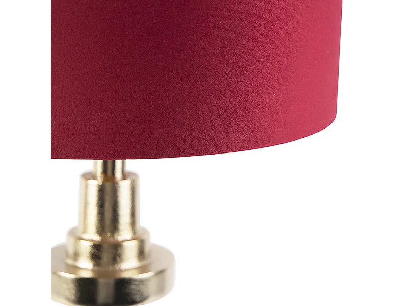 Lampe de table Art Déco avec abat-jour en velours rouge 35 cm - Diverso