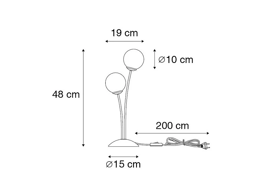 Lampe de table moderne dorée à 2 lumières avec verre fumé - Athènes