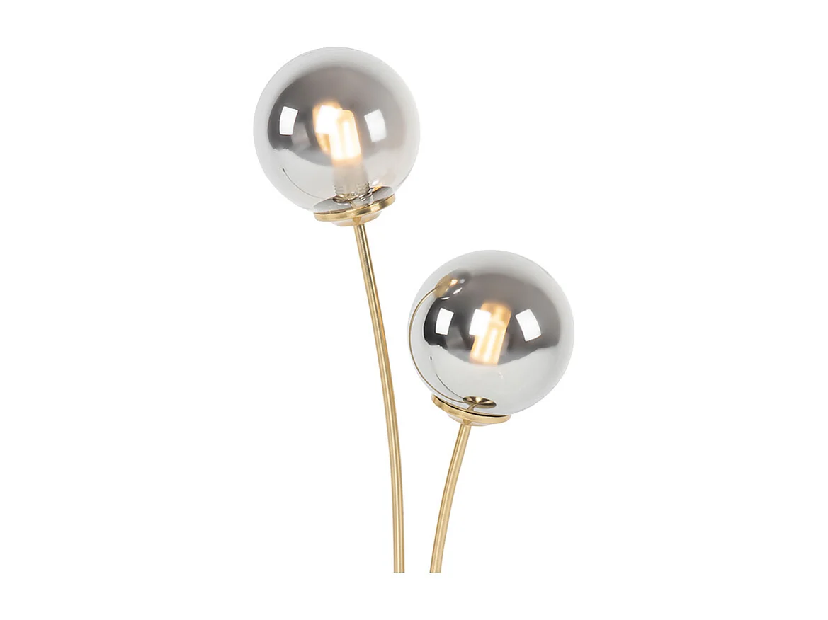 Lampe de table moderne dorée 2 lumières avec verre fumé - Athènes