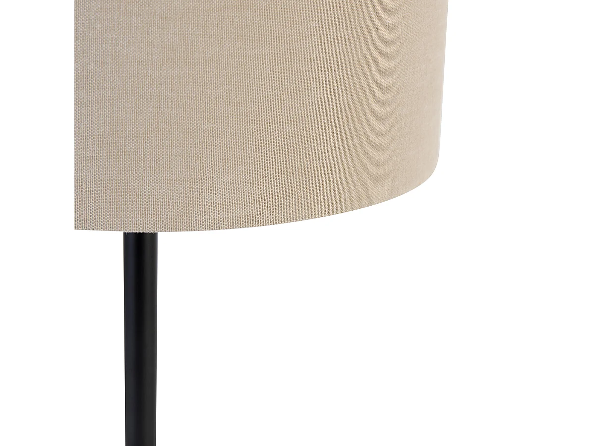 Lampe de table moderne noire avec abat-jour bouclé marron clair 35 cm - Simplo