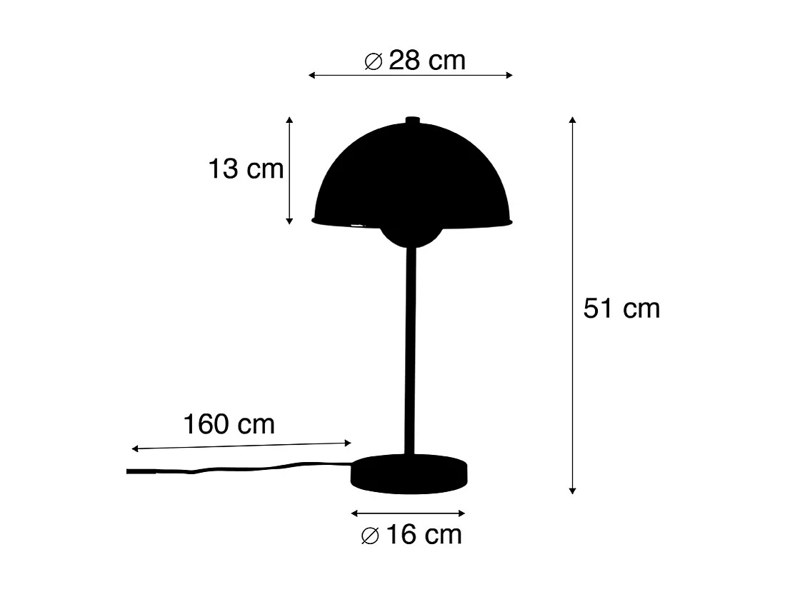 Lampe de table rétro noire avec or - Magnax
