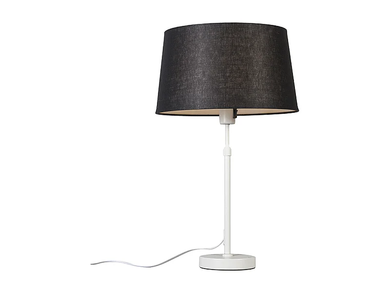 Lampe de table blanc avec abat-jour noir 35 cm réglable - Parte