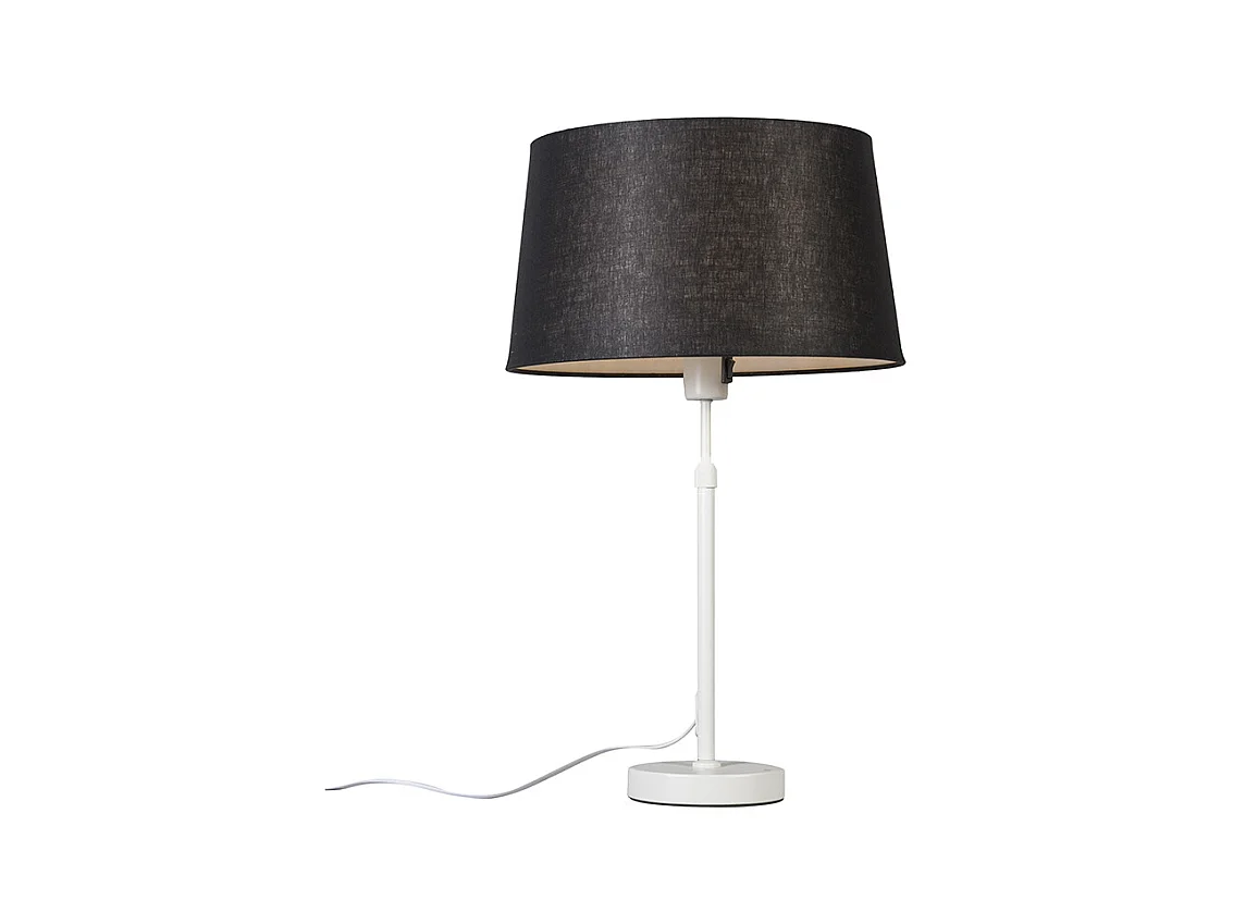 Lampe de table blanc avec abat-jour noir 35 cm réglable - Parte