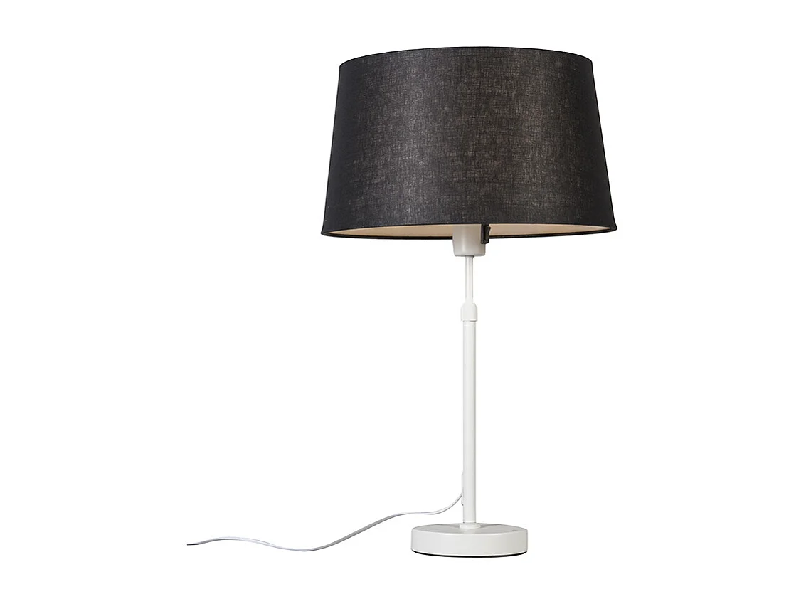 Lampe de table blanche avec abat-jour noir 35 cm réglable - Parte