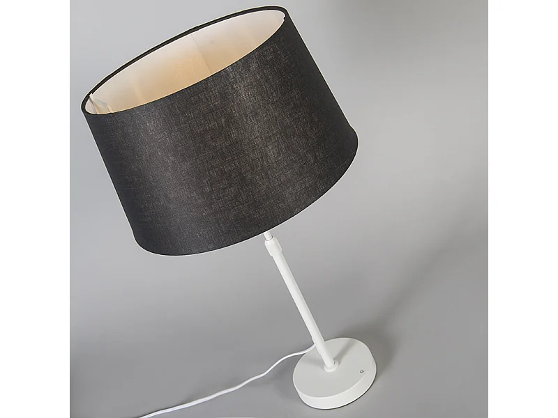 Lampe de table blanche avec abat-jour noir 35 cm réglable - Parte