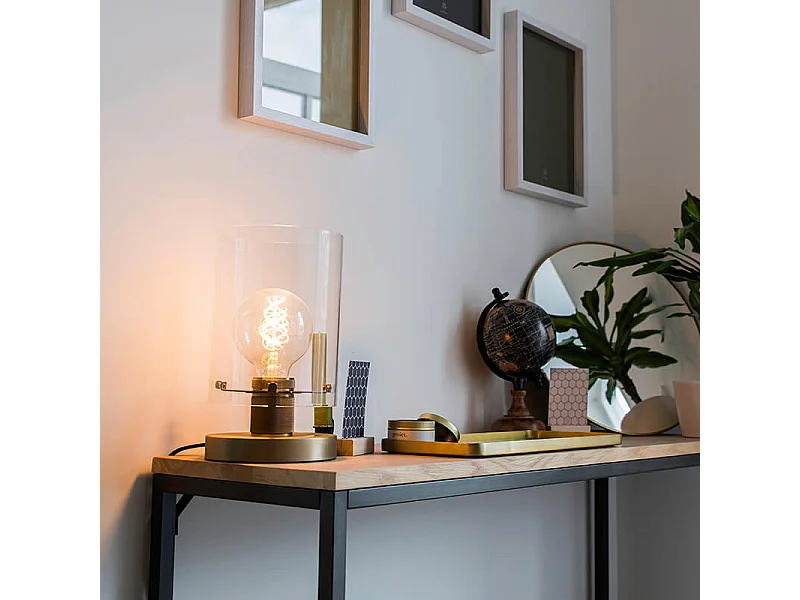 Lampe de table scandinave bronze avec verre - Dôme