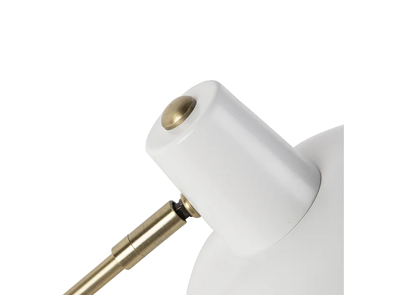 Lampe de table rétro blanche avec bronze 38cm - Milou