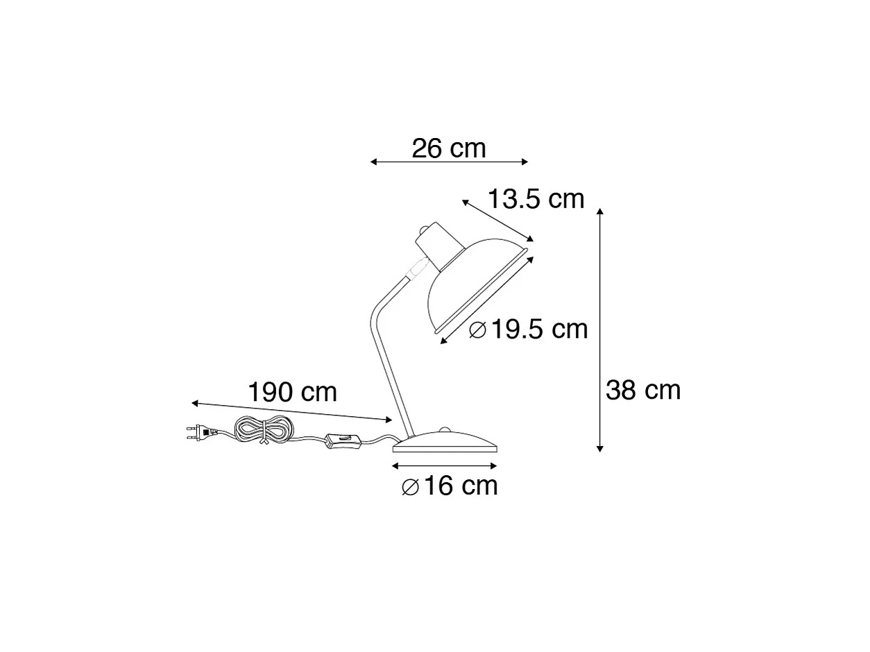Lampe de table rétro blanche avec bronze 38cm - Milou