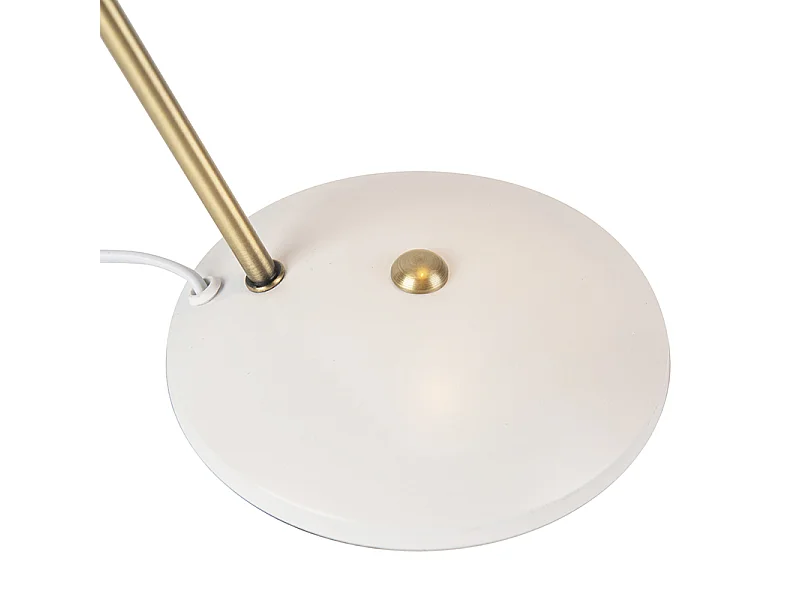 Lampe de table rétro blanche avec bronze 38cm - Milou