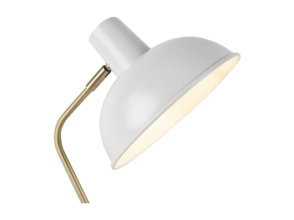 Lampe de table rétro blanche avec bronze 38cm - Milou