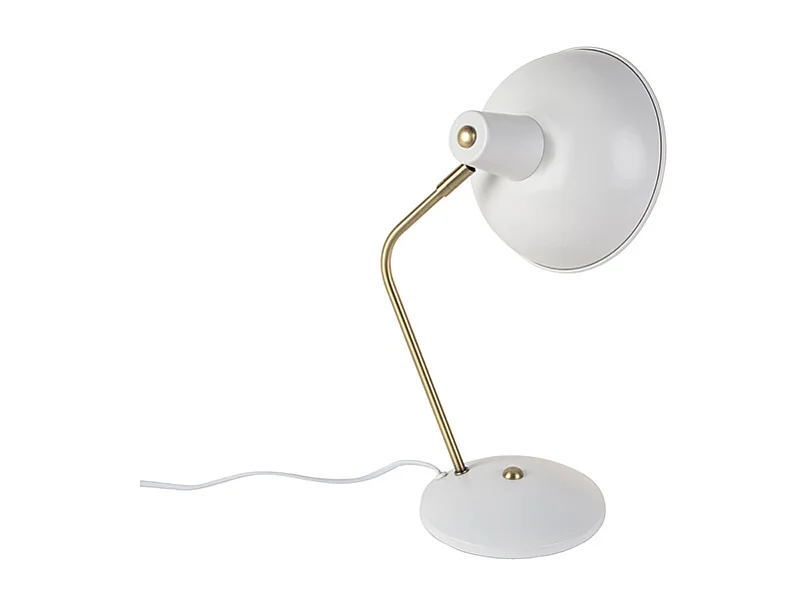 Lampe de table rétro blanche avec bronze - Milou