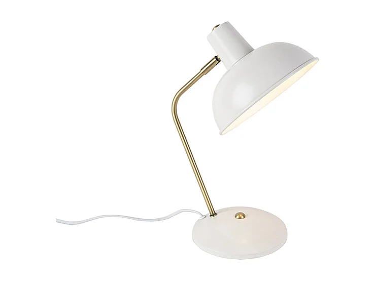 Lampe de table rétro blanche avec bronze - Milou