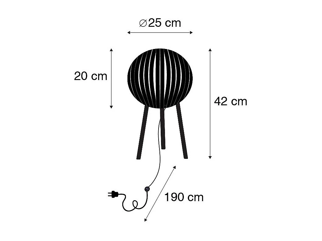 Lampe de table trépied moderne noire - Zoë