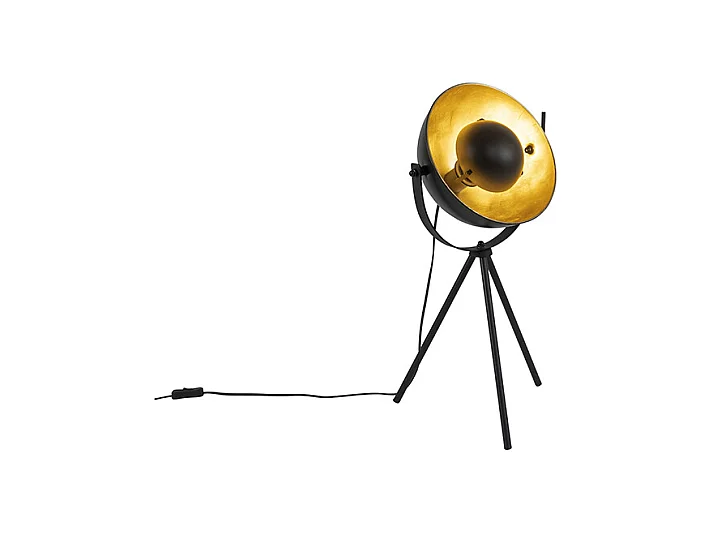 Lampe de table noire avec trépied or 63,3 cm réglable - Magnax
