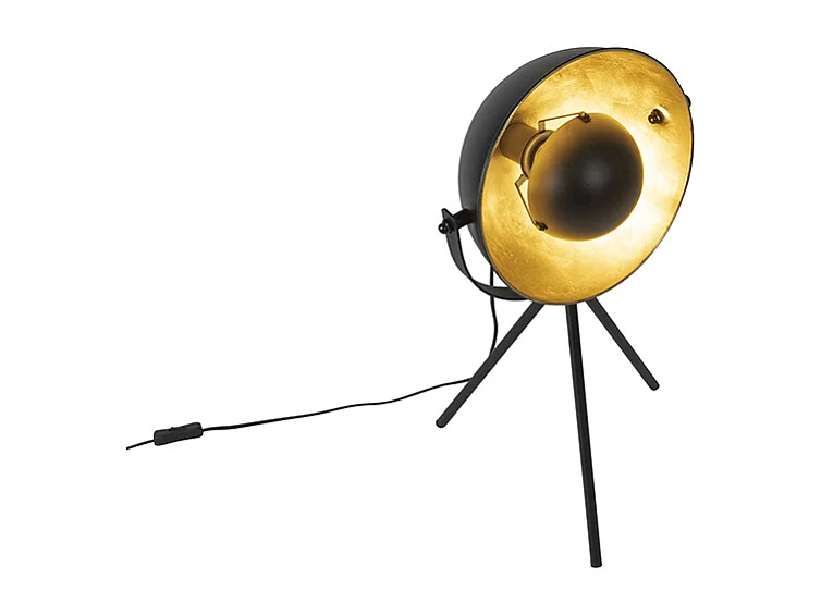 Lampe de table noire avec or 63,3 cm trépied réglable - Magnax