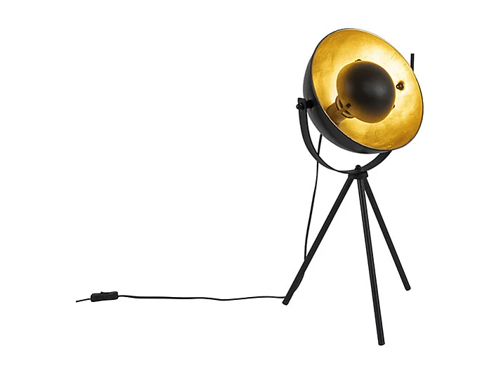 Lampe de table noire avec or 63,3 cm trépied réglable - Magnax