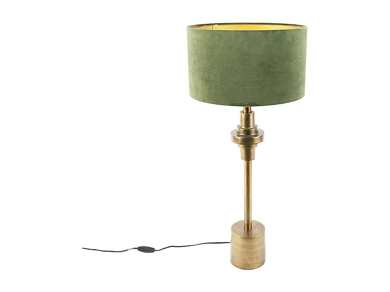 Lampe de table Art déco avec abat-jour en velours vert 35 cm - Diverso