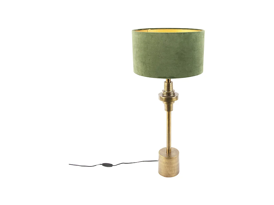 Lampe de table Art déco avec abat-jour en velours vert 35 cm - Diverso