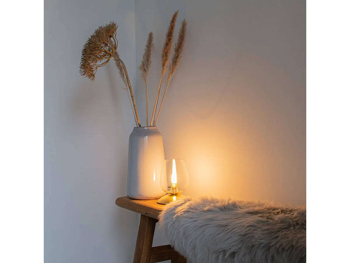 Lampe de table classique or avec verre - Elien