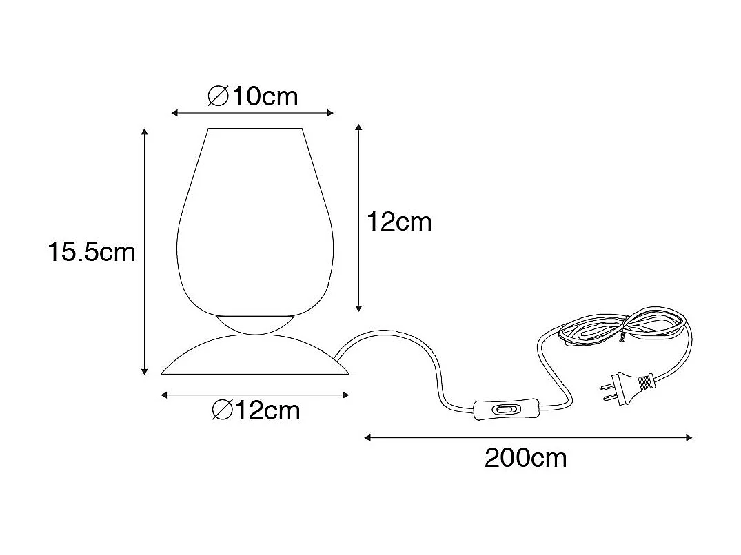 Lampe de table classique dorée avec verre - Elien