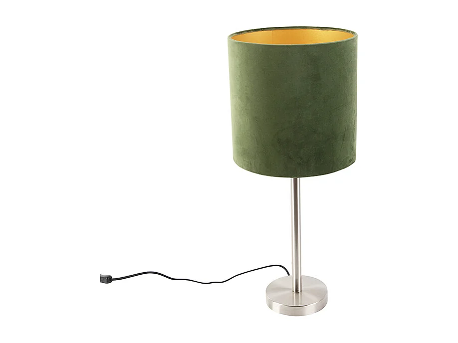 Lampe de table en acier avec abat-jour vert 25 cm - Simplo