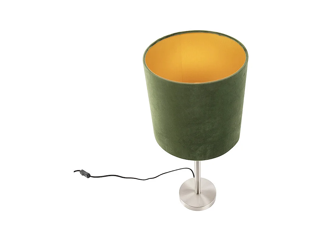 Lampe de table en acier avec abat-jour vert 25 cm - Simplo
