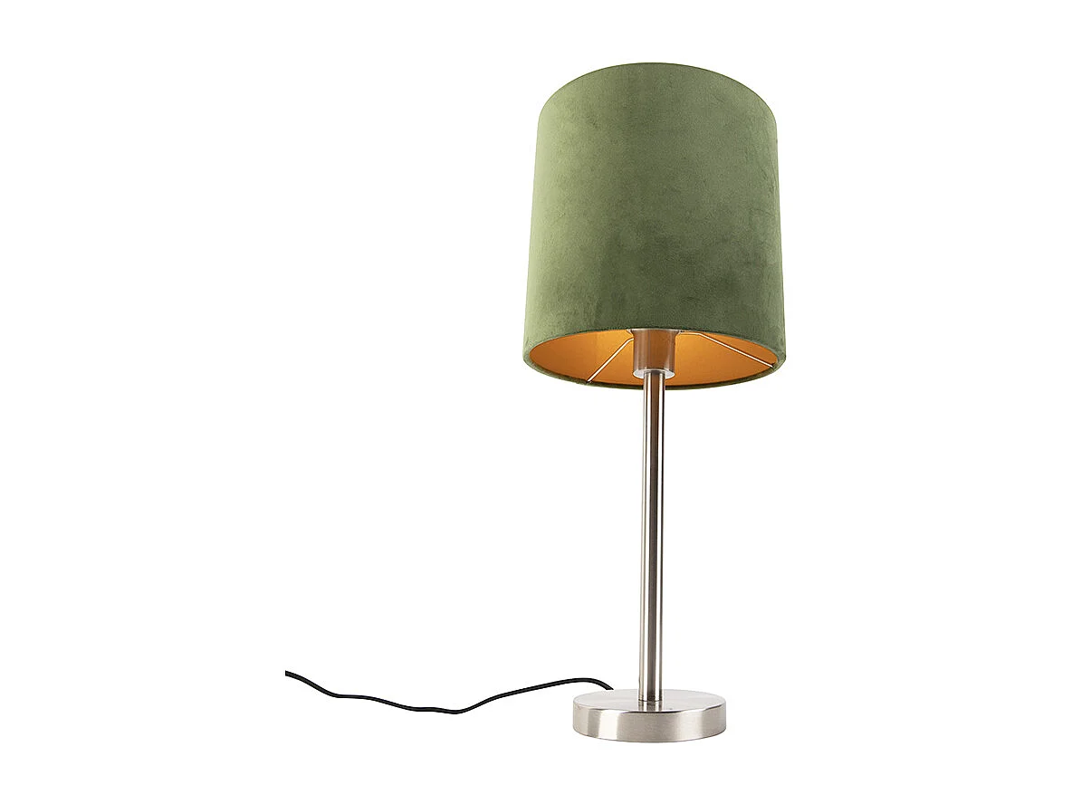 Lampe de table en acier avec abat-jour vert 25 cm - Simplo