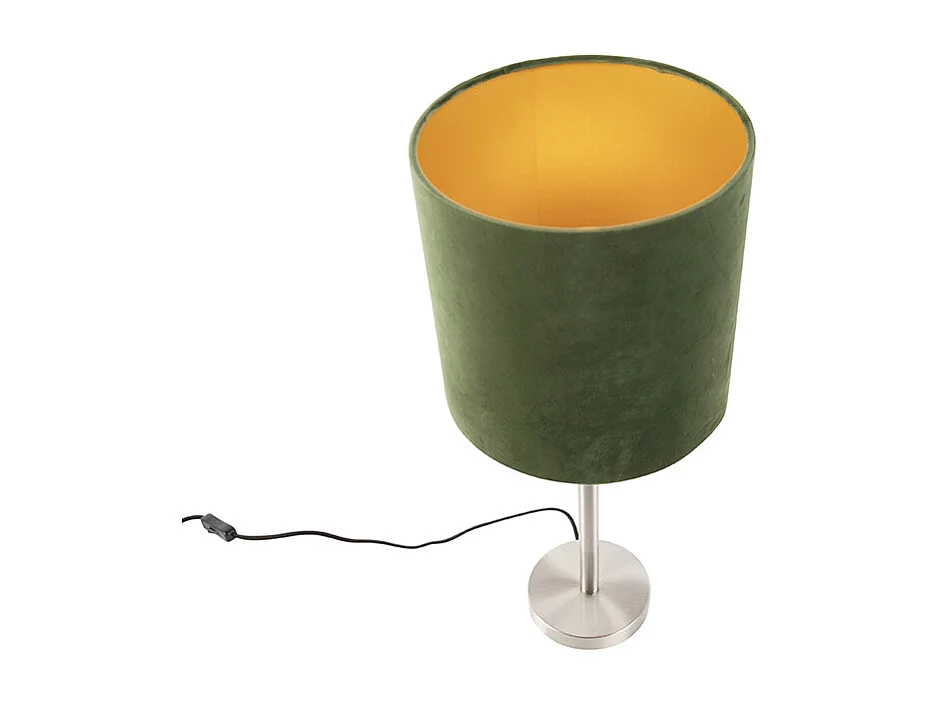 Lampe de table en acier avec abat-jour vert 25 cm - Simplo