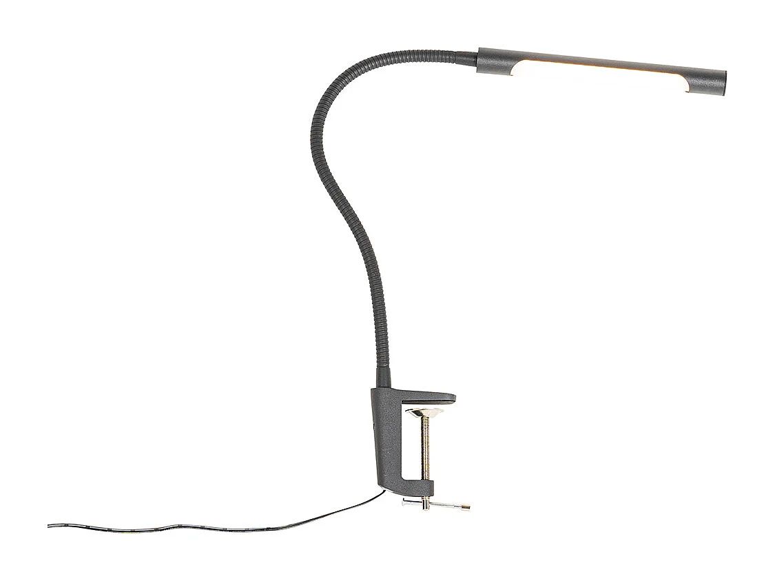Lampe de bureau à pince noire avec LED et variateur tactile - Lionard